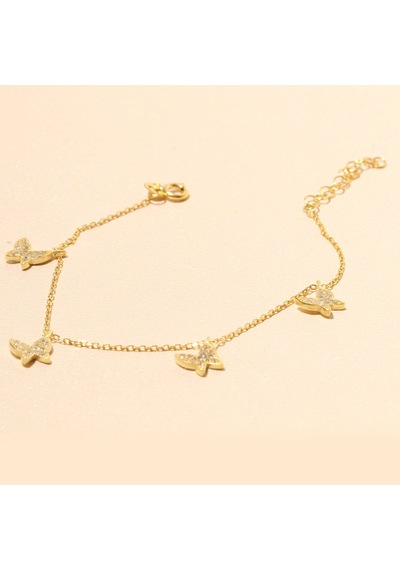 Kelebek Zincir Bileklik 719131 Gold Gümüş