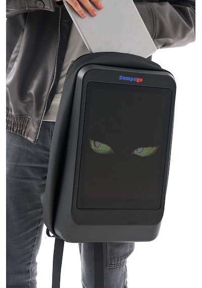 Zampago T4 Akıllı Led Ekranlı Sırt Çantası Bluetooth Kontrollü, Usb Şarj Girişli, Suya Dayanıklı Siyah