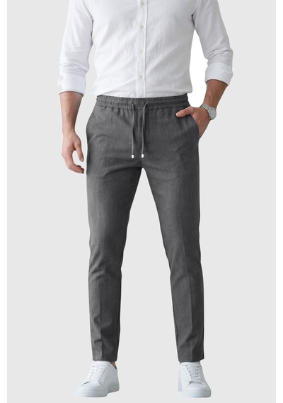 Deepsea Antrasit Slim Fit Beli Lastikli İpli Likralı Soft Touch Erkek Spor Pantolon 2601746