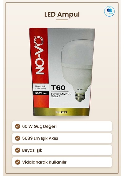 Torch Led Ampul 60 W Gold Beyaz Işık Lm Ev Mutfak Banyo Aydınlatm
