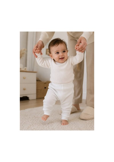 H&c Coolboy H&c Bebek Patiksiz Alt Pantolon %100 Pamuk Esnek Fitilli Ribana 0-36 Ay Beyaz