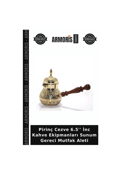 Pirinç Cezve 6.5'' İnc Kahve Ekipmanları Sunum Gereci Mutfak Aleti Çok Renkli