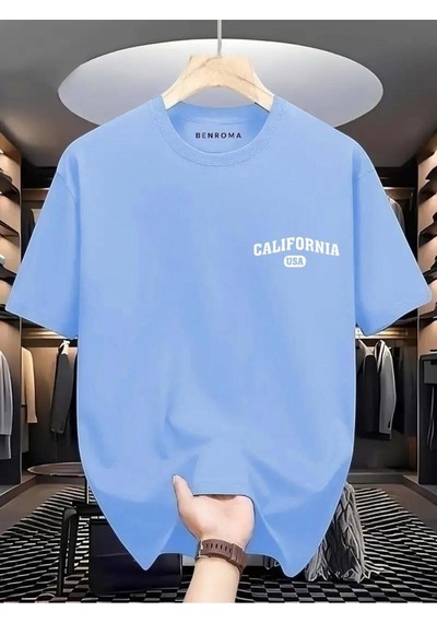 Calıfornia Usa Baskılı Oversize Tişört Bebe Mavisi