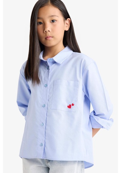 Defacto Oversize Geniş Kalıp Oxford Mavi Kız Çocuk Gömlek F2274a8/be213 Mavi