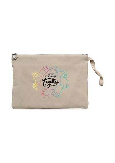We Are Stronger Krem Clutch Astarlı Cüzdan / El Çantası