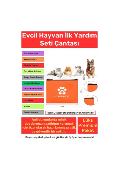 Premium Kamp Seyahat Günlük Dolaşım Piknik Evcil Hayvan Kedi Köpek İlk Yardım Seti Çantası