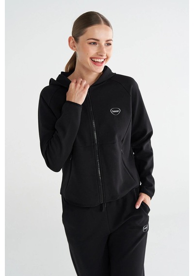 Hummel Tech Zip Hoodie 922436-2001 Siyah Kadın Fermaurlı Hoodie Siyah