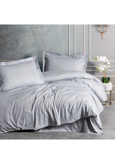 Cotton Box Elegant Stripe Çift Kişilik Nevresim Takımı Gri