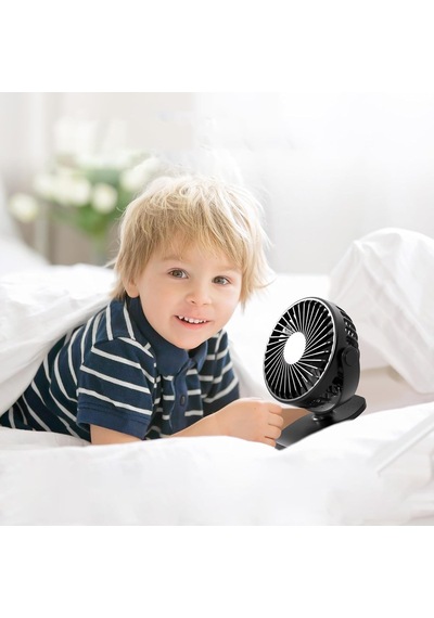 Robeve Şarjlı Usb Mini Klipsli Vantilatör Fan - 3 Kademeli - 360 Hareketli - Bebek Arabası, Ofis, Masaüstü, Kamp