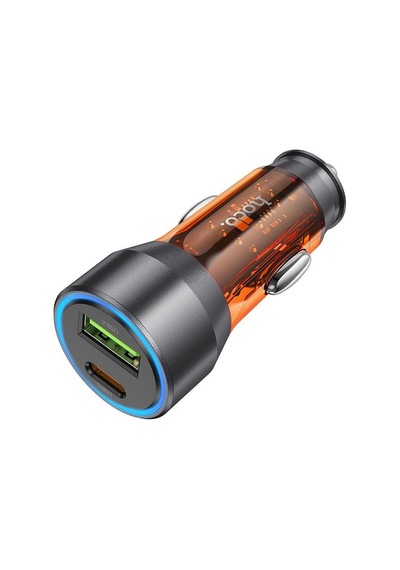 Hoco Nz12a Action Pd43w Usb + Type-c Hızlı Şarj Araç Çakmaklı Şarj Aleti Turuncu