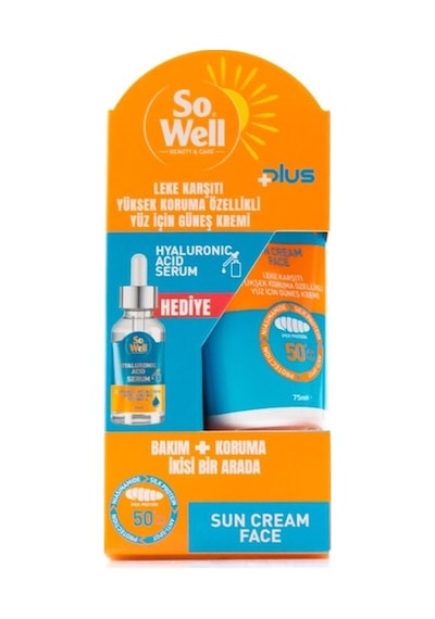 So Well Plus Leke Karşıtı Güneş Kremi SPF50+ 75 ML + Hyaluronic Acid Serum 30 ML