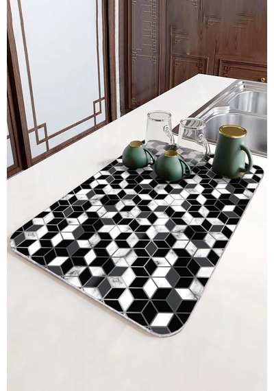 Siyah Petek Microfiber Bulaşık Kurutma Kurulama Matı Mm010