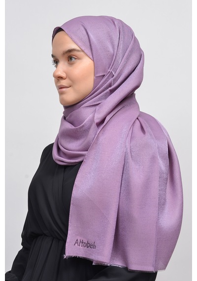 Altobeh Kadın Düz Renk Pırıltı Simli Tesettür Shawl Parlak Abiye Şal - Açık Maron
