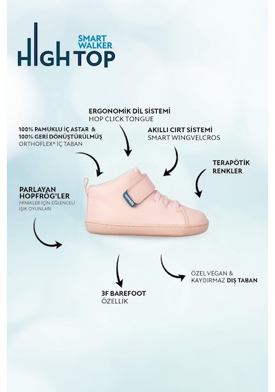 Smart Walker High Top Pembe Işık Barefoot Çocuk Bot-pembe Işık
