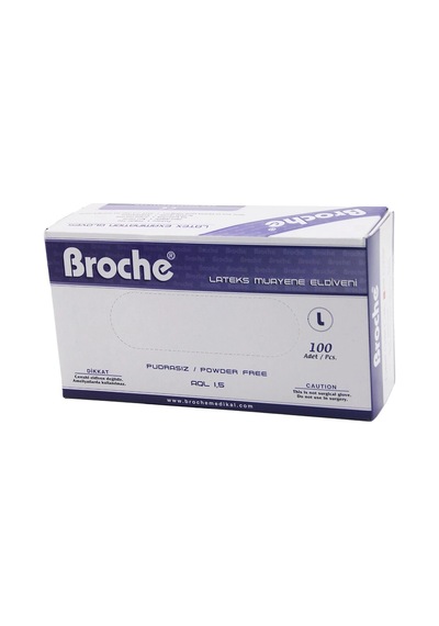 Broche L Pudrasız Muayene Eldiveni 100lü Bx40