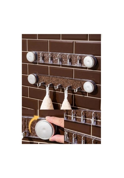 Askılık 5 Kancalı Vantuzlu-banyo Askısı-mutfak Askısı-anahtar Askısı-kapı Askısı Gri Gri