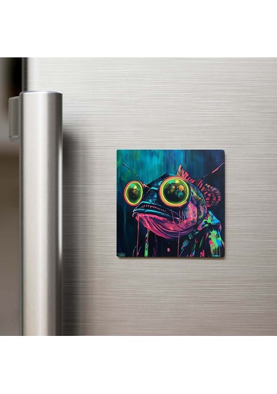 Anglerfish - Fener Balığı - Güneş Gözlüklü Style - Buzdolap Magneti - 9x9 Cm