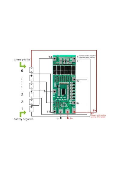 6s 40a Bms 24v 18650 Lityum Pil Şarj Koruma Devresi Balanslı
