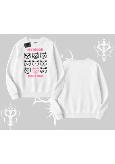 Startmore Kitti Sweet Mini Logo Baskılı Kayık Yaka Sweatshirt Beyaz