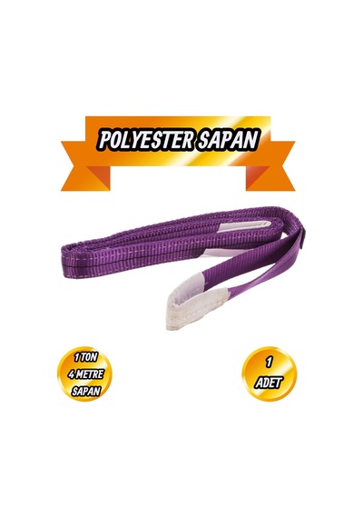 Polyester Sapan Mor Renk 1 Ton 4 Metre Sağlam Yük Kaldırma Taşıma İndirme Halat Spanzet