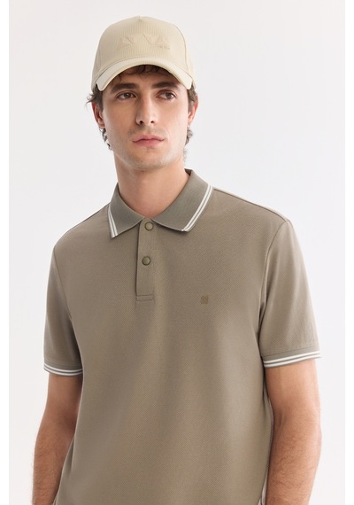 Avva Erkek Yeşil Kıvrılmaz Polo Yaka Pamuklu Teknik Kumaş Regular Fit T-shirt A61y1097