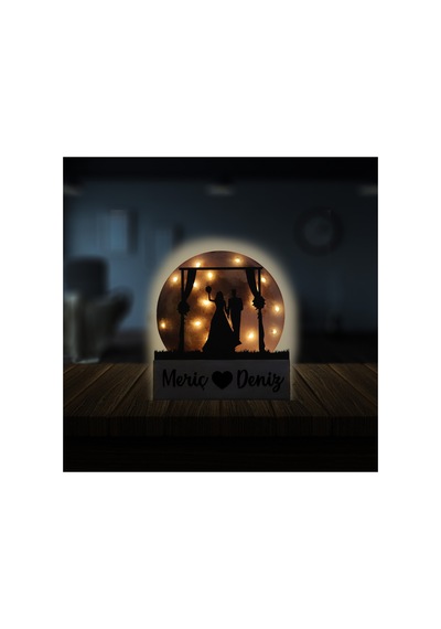 Led Işıklı Pleksi Dolunay Kişiselleştirilebilir Biblo Wedding Gelin Damat Anahtar Askılığı Sarı - 737346274