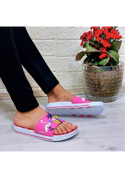 Calx 319 Pembe-beyaz 3d Baskılı Kız Çocuk Terlik Pembe - Beyaz