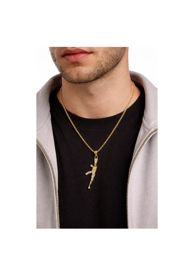 Gold Renk Figürlü Kolye 60 Cm Zincirli Unisex Aksesuar Çok renkli