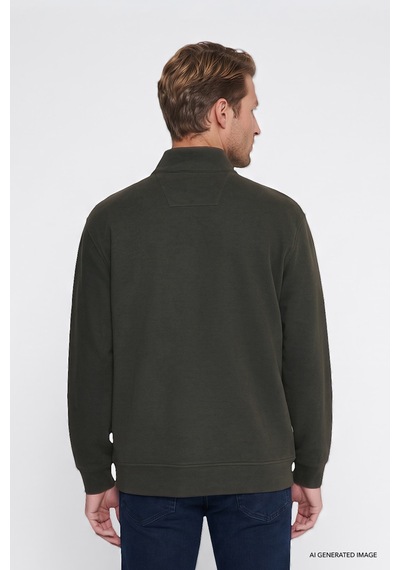 Wrangler Pamuklu Selanik Regular Fit Fermuarlı Erkek Sweatshirt W2620081801 Haki