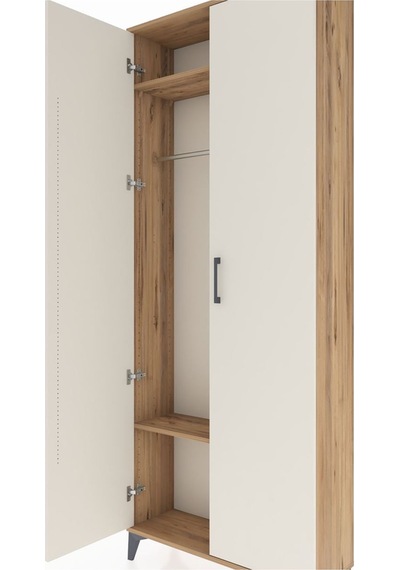 Arges Dolap 2 Raflı 2 Kapaklı Tek Askılı 88x30x221 Çam-aytaşı Çam