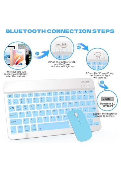 Kablosuz Bluetooth Türkçe Q Klavye Ve Mouse Seti Apple Uyumlu iOS /androidtablet Telefon Şarjlı Lazer