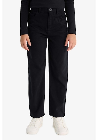 Defacto Kız Çocuk Straight Fit Geniş Bol Paça Cepli Pamuklu Okul Pantolonu C9471a825aubk27 Siyah