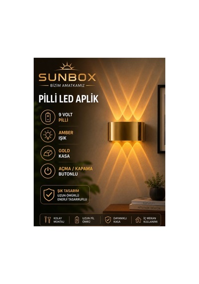 Gold Pilli Aplik Amber Işık Altın Altın