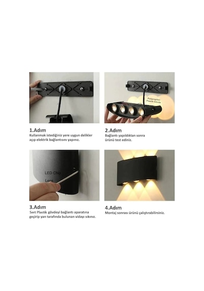 Cata Ct-8011 10 W Haiti Çift Yönlü Led Aplik Siyah