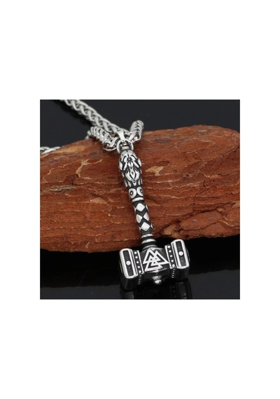 Lunarie Mjölnir Thor Çekici Kolye Eskitme Gümüş Renk Valknut