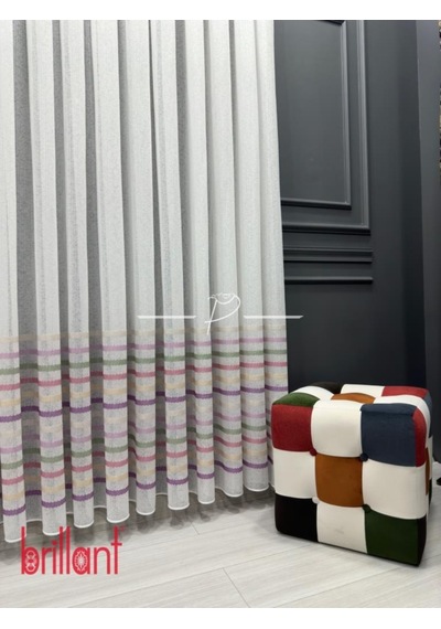 Tül Perde Çocuk Odası Tül Perdesi Colorful Gökkuşağı Desen 001