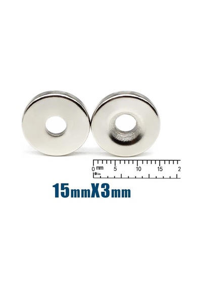2 Adet 15x3 Mm Havşa Delikli Çok Güçlü Neodyum Mıknatıs Magnet