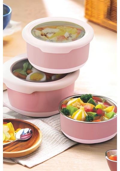 Yuvarlak Saklama Kabı 730 Ml Pembe Vp-935, Pembe