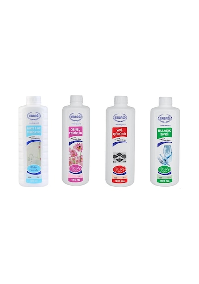 Ersağ Genel Temizlik + Banyo Wc Temizleyici + Bulaşık Sıvısı + Yağ Çöz 4 x 1 L