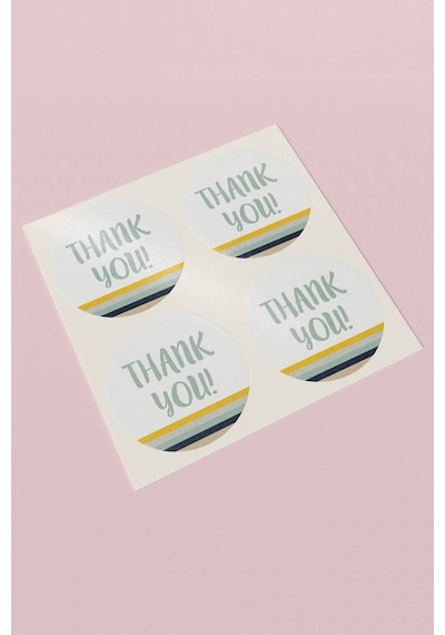 Çizgili Thank You Kargo Paketleme Sticker 3x3cm St2132 Çok Renkli