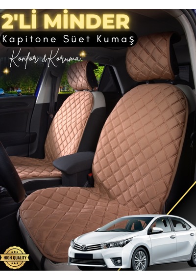 Toyota Corolla Uyumlu 2'li Süet Oto Koltuk Minderi Terletmez Universal Oto Aksesuar A5 Kahverengi