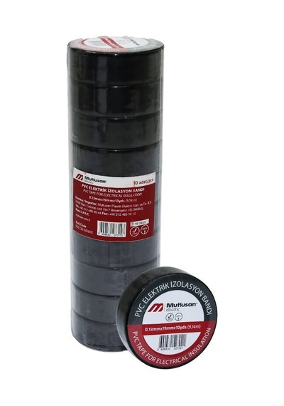 Mutlusan Lüks Pvc İzolasyon Elektrik Bandı 19 Mm X 10 Yds - Siyah- 10'li Paket