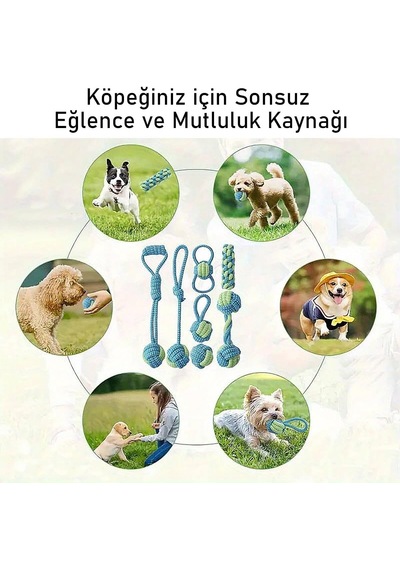 7 Parça Köpek Halat Oyuncak Seti Isırma Çekiştirme Eğitim Toplu İp Oyuncağı