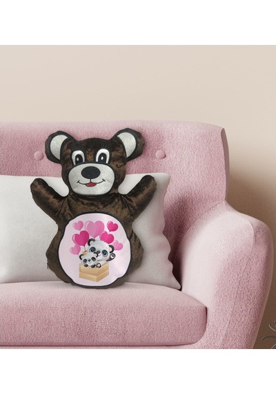 Bk Gift Sevimli Pandalar Tasarımlı Kahverengi Ayıcık Yastık-3