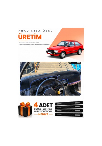 Mazda 323 Bd Eski Kasa 1980-1985 Uyumlu Torpido Koruma Örtüsü Oto Kılıfı - Siyah Mavi