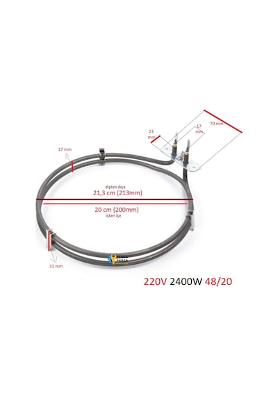 Beko Uyumlu 6741s Turbo Fırın Rezistansı 462900010 2400 W Ölçülere Dikkat Ediniz