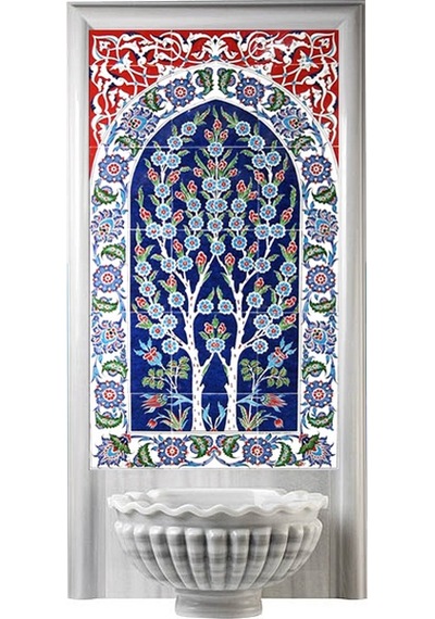 Armada Çini 60X100 CM Ed 620 Çift Hayat Ağacı El Dekoru Çini Pano