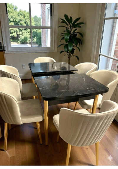Msy Home 6 Kişilik Exclusive Kelebek Black Marble Gold Ayaklı Modern Yemek Odası Grubu 5412 Bej Msy Home 6 Kişilik Exclusive Kelebek Black Marble Gold Ayaklı Modern Yemek Odası Grubu 5412 Bej