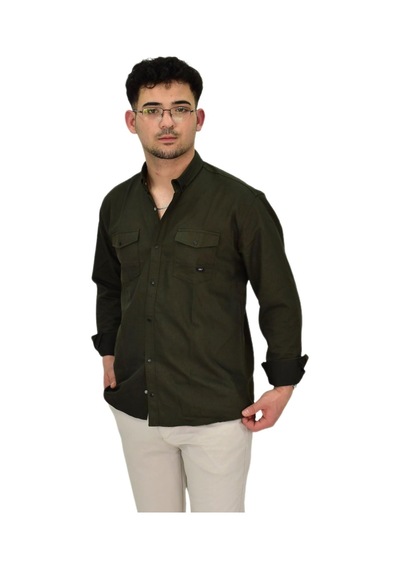 Erkek Spor Likralı Gömlek Bgl-st04343 Yeşil