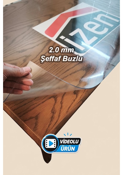 İzen 2,0 Mm Renksiz Buzlu Şeffaf Pvc Kalın Koruyucu Masa Örtüsü Cam, Lake, Mermerde Yapışma İzi Yapmaz